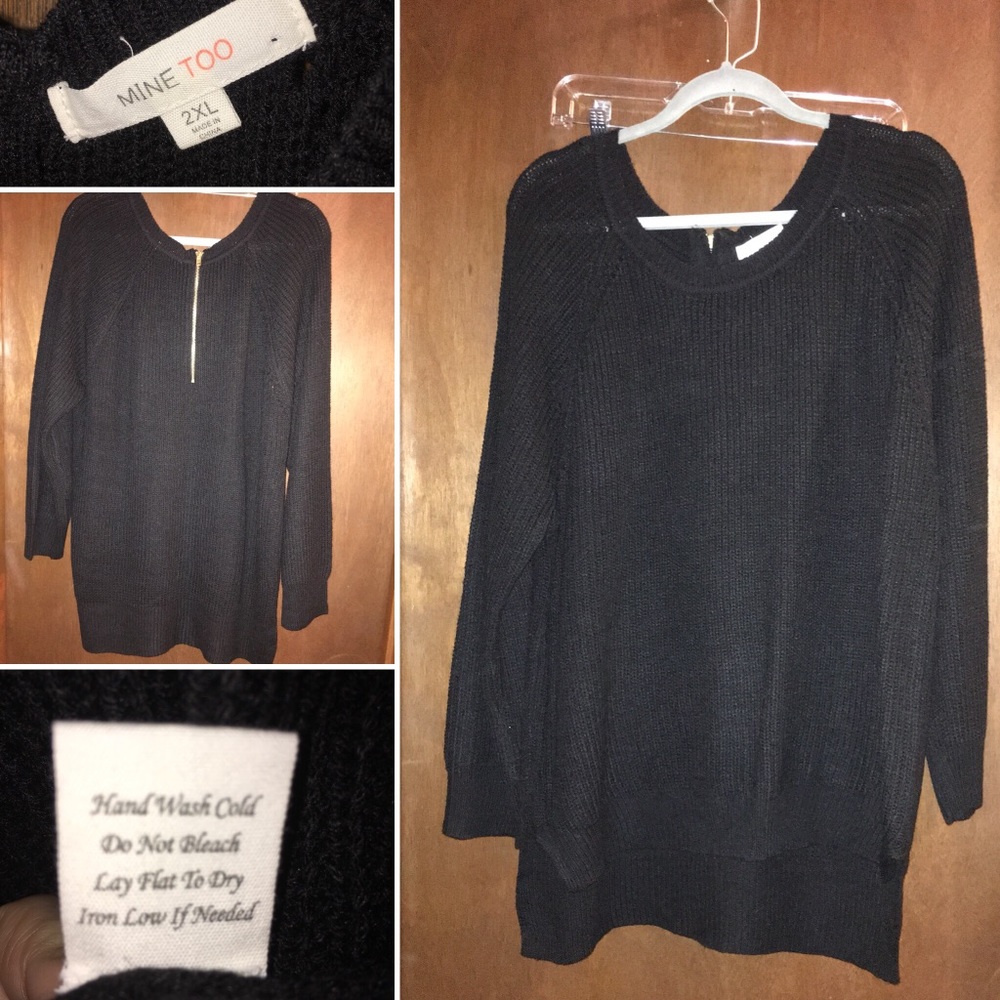 NWOT Sweater with zipper back in black.